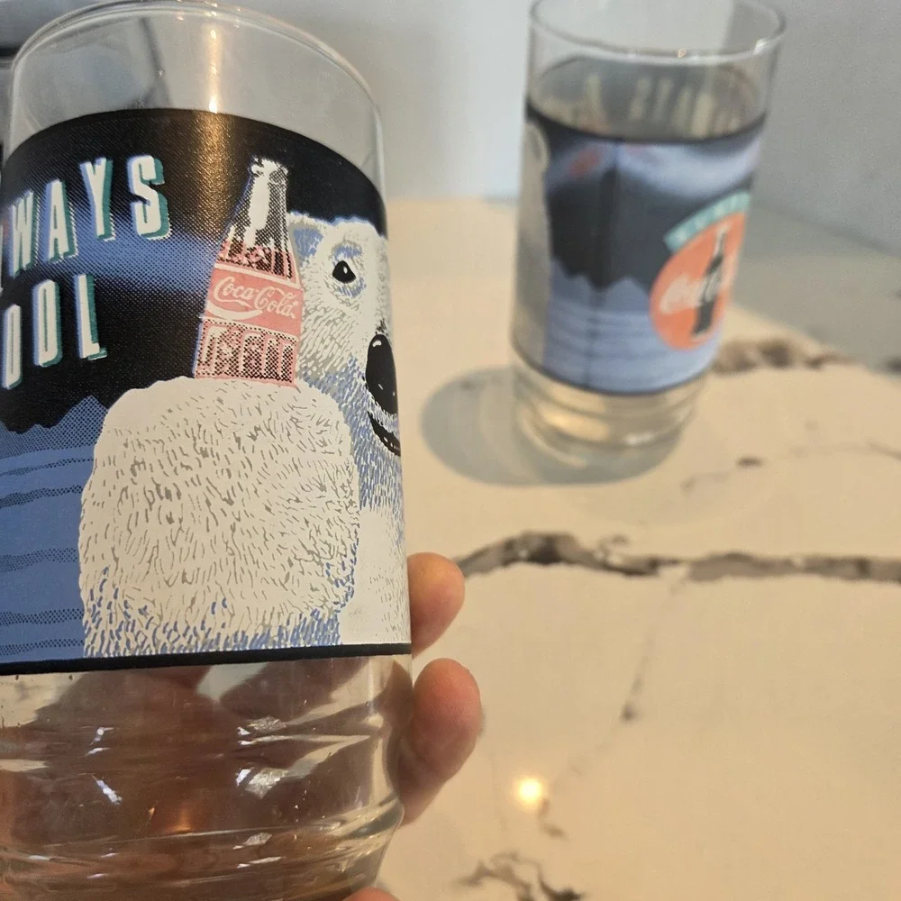 Set‎ of 6 1992 COKE Coca Cola Polar Bear Glasses 16 oz Always Cool Vintage